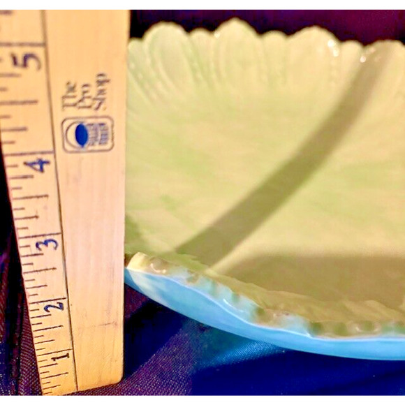 Victorian Style GREEN Ornate Ceramic Pitcher with Wash Basin Hand Painted - Picture 8 of 11